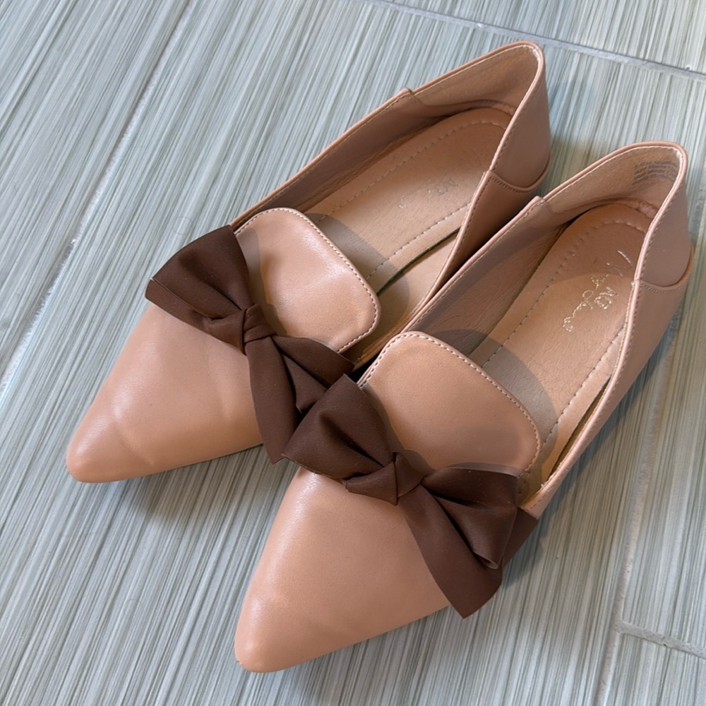 Blush Nude Bow Flats or Mules